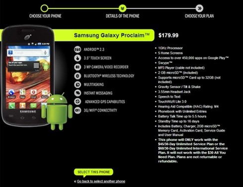 售价180美元 三星GALAXY Proclaim上市