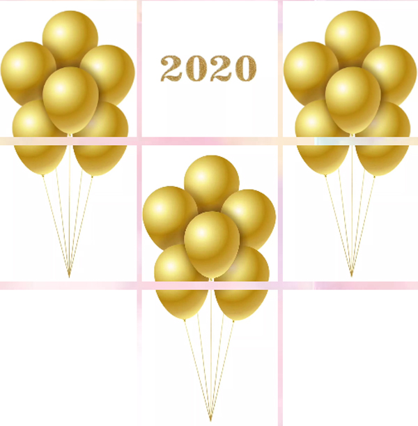 2020新年九宫格素材配图表情包|2020新年金色气球九宫格图片